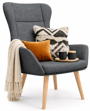 Ciemnoszary tapicerowany fotel wypoczynkowy - Twister