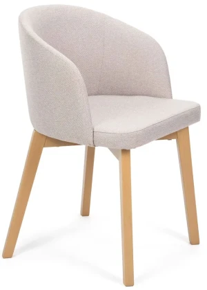 Jasnobeżowe drewniane krzesło tapicerowane - Fima 6X