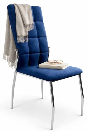 Granatowe pikowane krzesło do salonu - Ninila