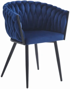 Granatowe krzesło welurowe do salonu - Giberdi