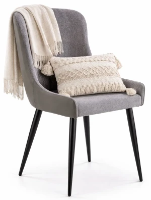 Popielate krzesło tapicerowane do salonu - Kisi