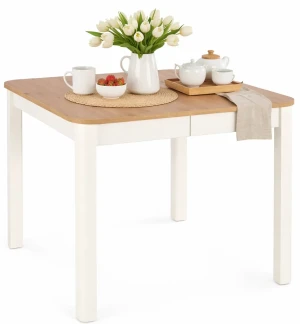 Biały + dąb artisan rozkładany stół kwadratowy do salonu - Kalo