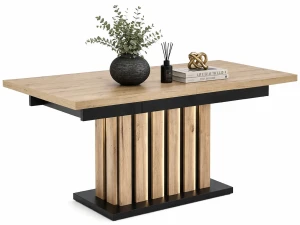 Prostokątny stół rozkładany na jednej nodze lamelowy 160/210 - Ando 5X