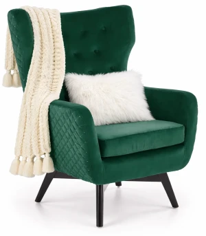 Zielony welwetowy fotel uszak - Retero
