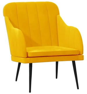 Żółty welurowy pikowany fotel wypoczynkowy - Ozzy