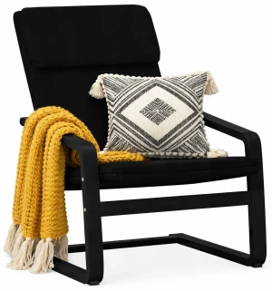 Czarny drewniany fotel wypoczynkowy do salonu - Conga