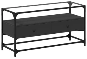 Czarna szafka pod TV ze szklanym blatem - Gamer 3X
