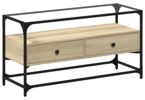 Loftowa szafka ze szklanym blatem dąb sonoma - Gamer 3X