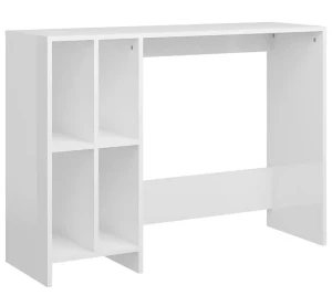Biurko z półkami na książki w kolorze białym z połyskiem - Medios