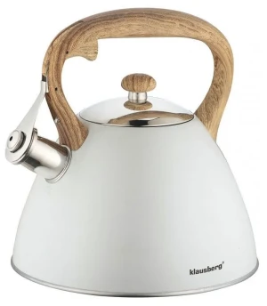 Jasnoszary czajnik z gwizdkiem ze stali nierdzewnej 3L - Amelia 4X