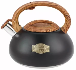 Czarny czajnik z gwizdkiem o wykończeniu satynowym 3L - Amelia 6X