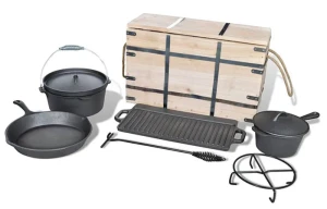 Zestaw 9 naczyń żeliwnych do grillowania - Vana 9X