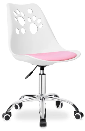 Biały fotel dziecięcy z różową poduszką - Mannis 4X