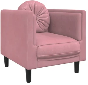 Różowy fotel z okrągłą poduszką - FINO 3X