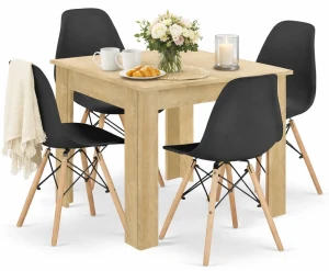 Stół skandynawski dąb sonoma z czarnymi krzesłami 4 szt - Camino 4X