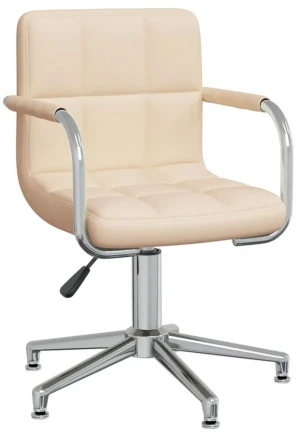 Kremowe krzesło biurowe tapicerowane z podokietnikami - Lonja
