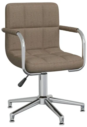 Pikowany fotel biurowy obrotowy bez kółek taupe - Lonja