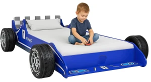 Niebieskie łóżko w kształcie auta 90x200- Brusso