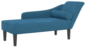 Niebieska welurowa leżanka z poduszką - Aventis