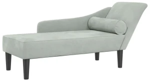 Jasnoszara aksamitna leżanka na nóżkach - Aventis