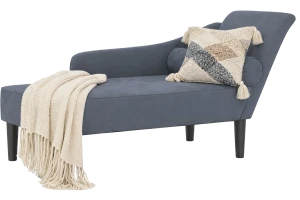 Ciemnoszara welurowa leżanka z okrągłą poduszką - Aventis