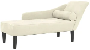 Kremowy welurowy szezlong na drewnianych nóżkach - Aventis