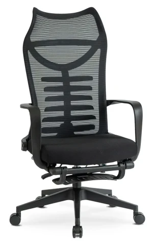 Czarny fotel do biurka z wysuwanym podnóżkiem - Navire