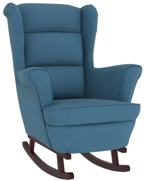 Niebieski tapicerowany fotel bujany uszak - Erato