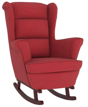 Czerwony aksamitny fotel bujany uszak - Erato