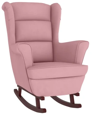 Różowy bujany fotel z oparciem w stylu uszak - Erato