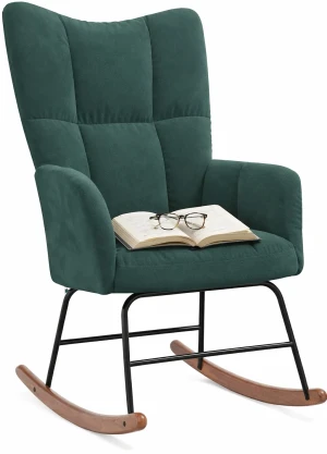 Ciemnozielony bujany fotel wypoczynkowy - Enila
