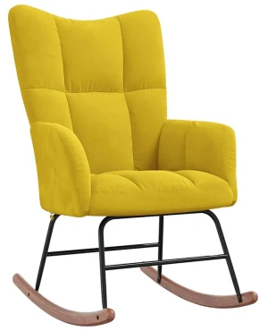 Musztardowy stylowy fotel wypoczynkowy bujany - Enila