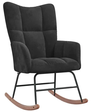 Czarny pikowany fotel wypoczynkowy na płozach - Enila