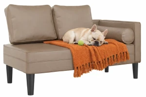 Leżanka do salonu z ekoskóry cappuccino - Elenor