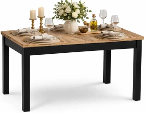 Prostokątny nowoczesny stół rozkładany dąb craft + czarny - Fiaxini