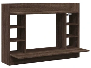 Biurko ścienne z półkami brązowy dąb - Emit