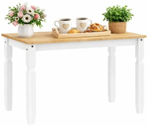 Skandynawski stół z drewna sosnowego biały + miodowy brąz - Kirison