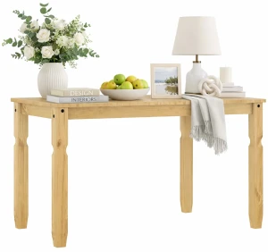 Sosnowy stół z rzeźbionymi nogami miodowy brąz - Kirison