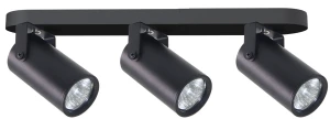 Czarna lampa sufitowa z 3 reflektorkami - Z072-Santino