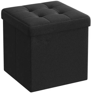 Czarna pikowana pufa tapicerowana - Romina