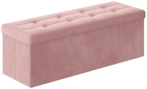 Różowa pikowana pufa ze schowkiem - Nectis