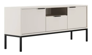 Nowoczesna szafka RTV na nóżkach 135 cm biały + czarny - Pascal 5X