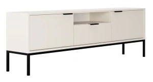 Biała szafka pod TV na czarnych nóżkach 175 cm - Pascal 6X