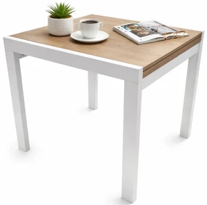 Kwadratowy rozkładany stół dąb sonoma + biały- Laoma