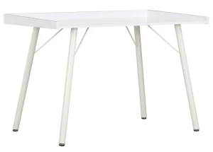 Białe biurko do pracy i nauki z metalowym stelażem - Pixer