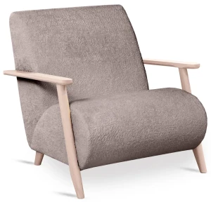 Beżowy drewniany fotel wypoczynkowy - Merti 3X