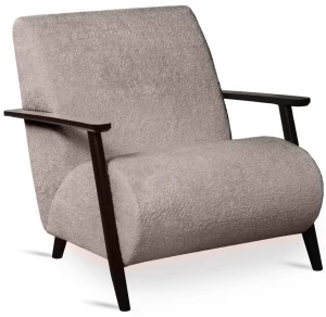 Beżowy fotel z drewnianymi podłokietnikami - Merti 4X