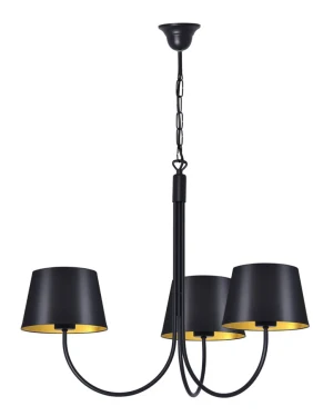 Czarny klasyczny żyrandol z 3 abażurami - A798-Pinco