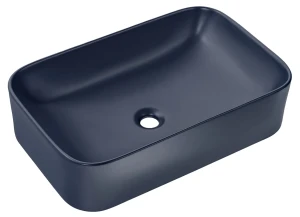 Granatowa ceramiczna umywalka nablatowa + korek - Corden 60 cm