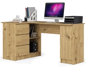 Lewostronne biurko narożne z szufladami dąb artisan - Volume 3X